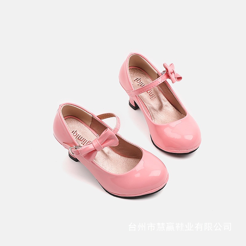 Performance Student Girls High Heels Dance Shoes Red Spring & Fall Cross-Border 2025 Medium and Large Children's Small Leather Shoes Princess Shoes
