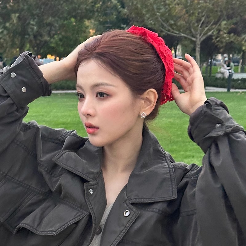 Anchorra encaje rojo anillo de cabello de intestino grueso para mujeres de alta calidad cuerda de cabello cuerda de cabeza roja banda de goma