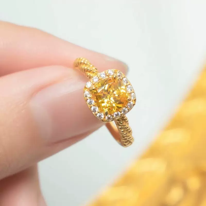 18k金方糖戒指au750彩金不脱模实心时尚指环足金999闭口戒托水贝