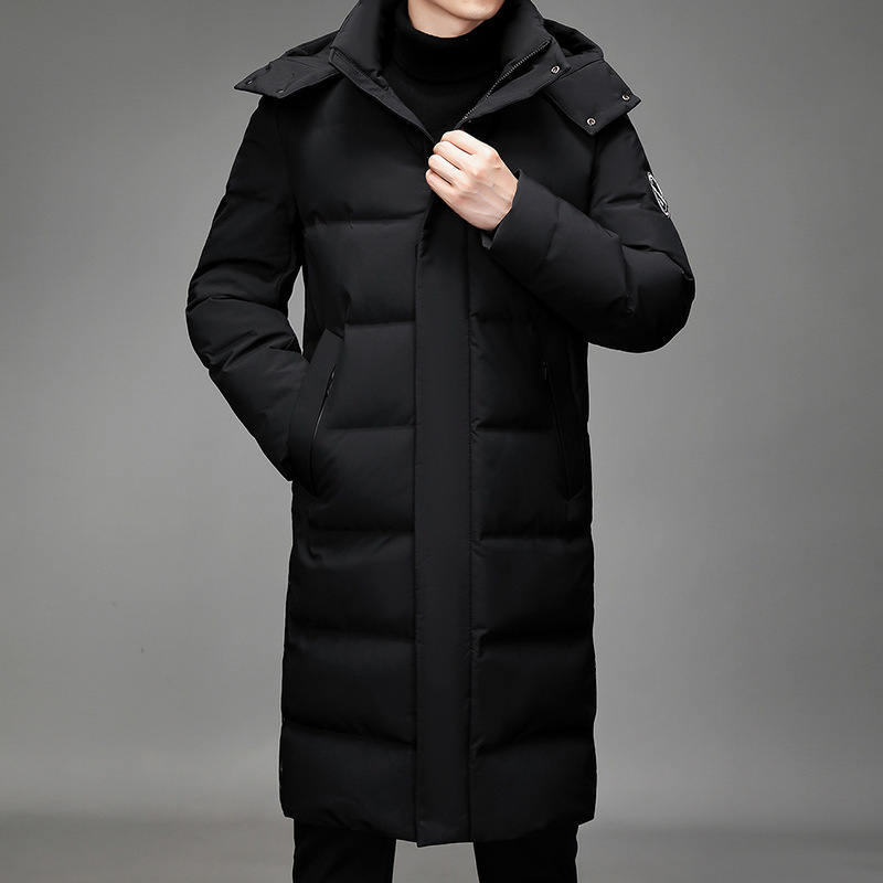 Winter new men's down jacket youth Korean fashion casual trendy long hooded thickened windproof jacket