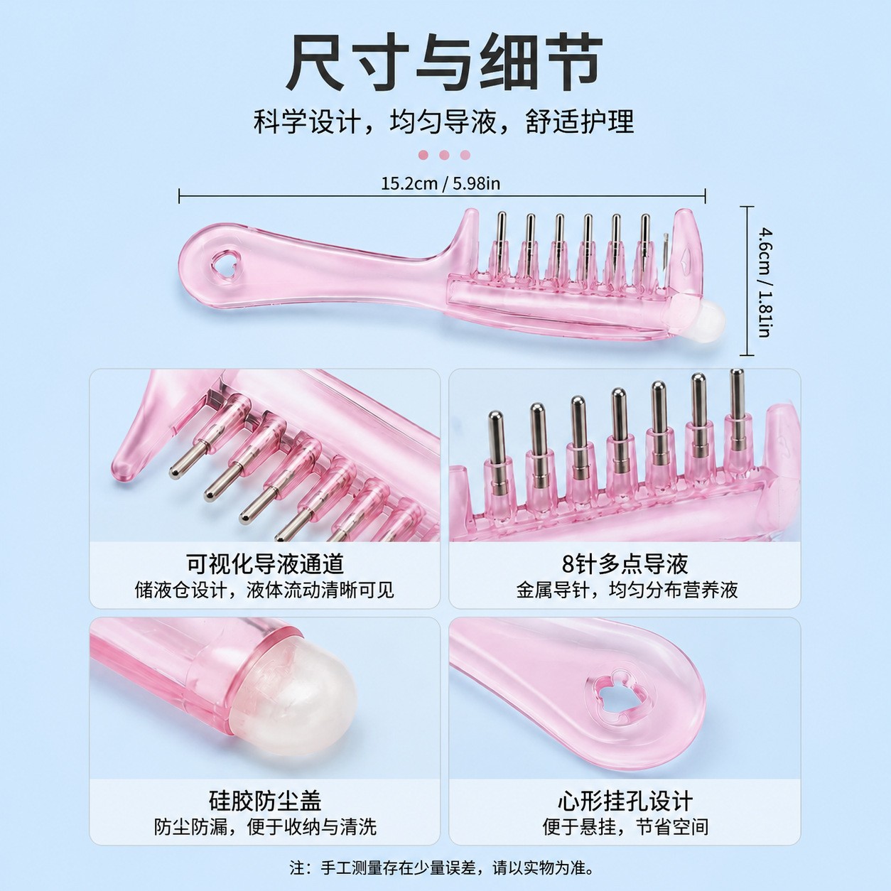 Crystal Scalp Massage Comb Portable Meridian Head Therapy Roller Comb for Essential Oil Care in use