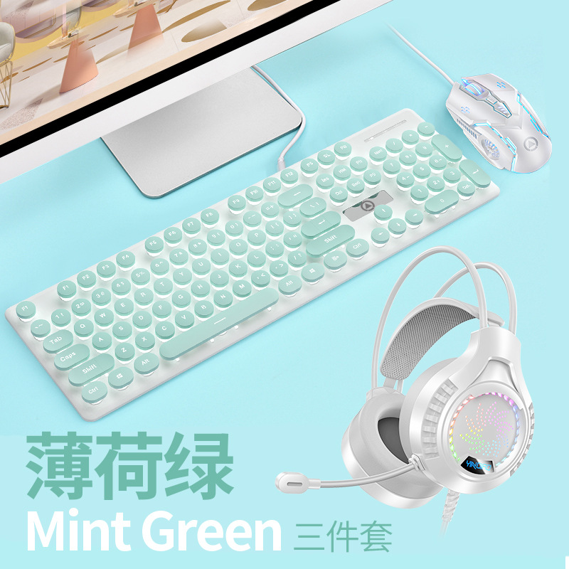 Talla de plata V8 punk mecánico teclado táctil ratón traje luminoso juego de accesorios de computadora al por mayor Amazon transfronteriza