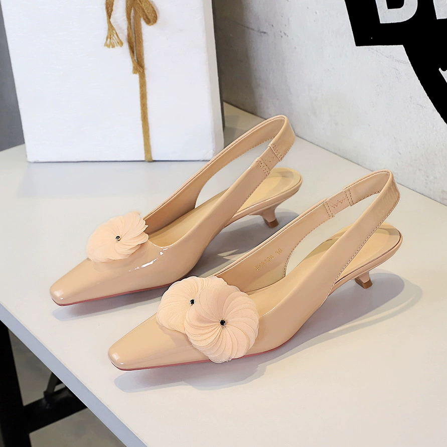 5128-H93 французские модные женские туфли на плоской подошве с квадратным носком и цветочным вырезом, глянцевые лакированные кожаные, удобные и универсальные женские туфли с ремешком на спине