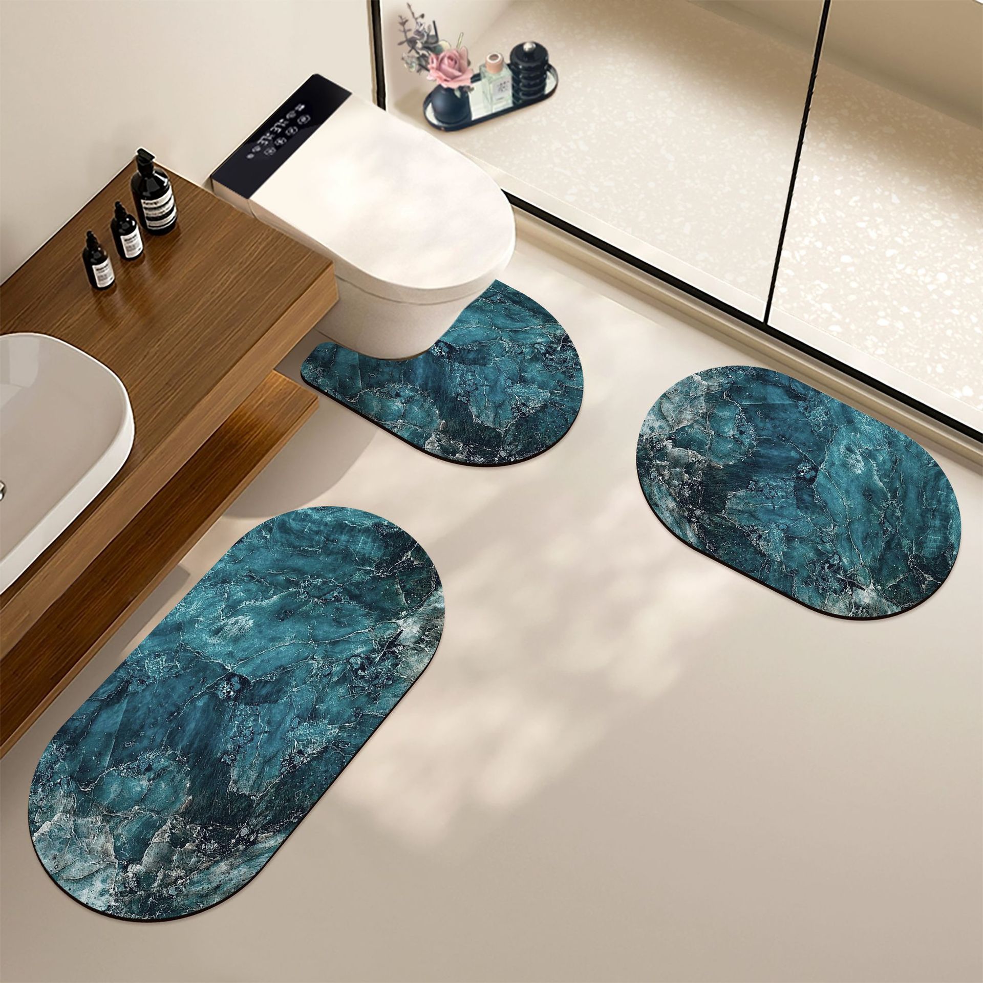 Tappeto bagno 3d illusione assorbente antiscivolo stile nordico_voghion.com