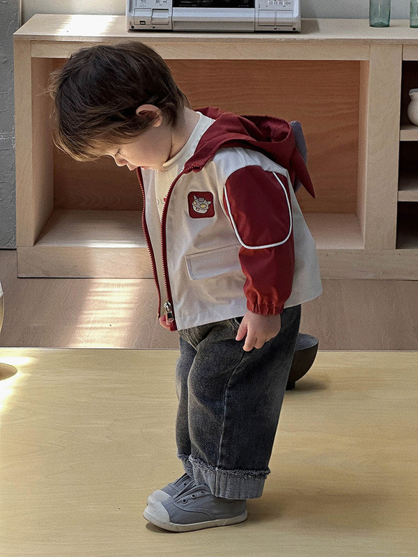 ボーイズカーゴジャケット 2025 秋の新作幼児服ベビーボーイ秋服漫画フード付きトップカテゴリー a|undefined