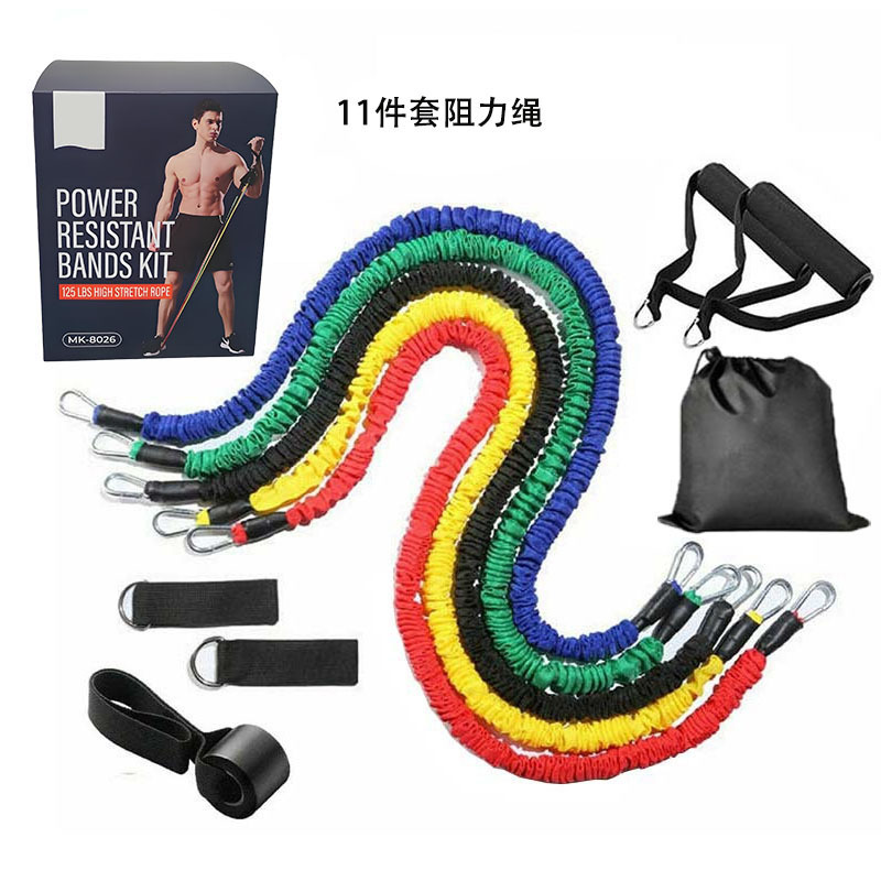 拉力绳11件套TPE健身拉力器亚马逊热卖弹力绳多功能阻力绳|undefined