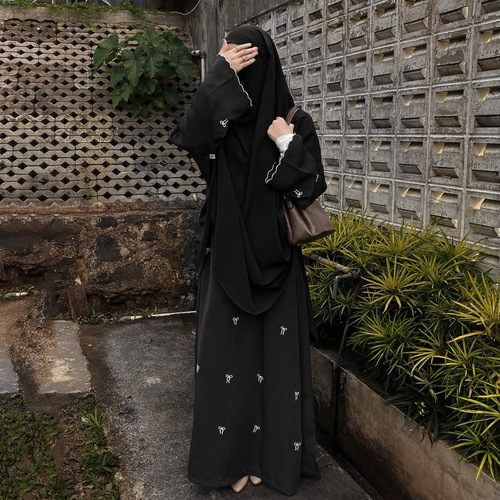 Loriya Dubai Middle Eastern Turkish Dubai Bow Embroidery Dress LR1000