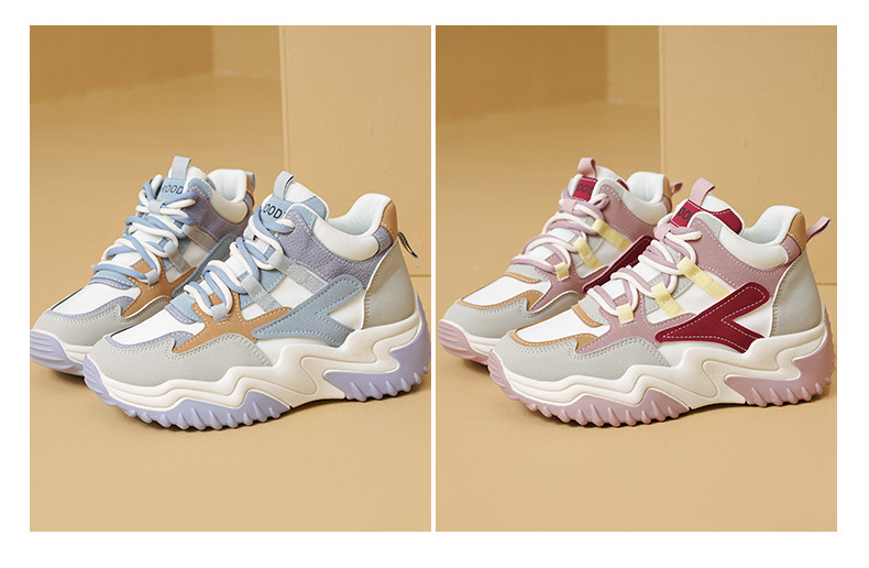 Stivali alla moda in mesh traspirante color block, nuovi stivali da donna casual con soletta rialzata e tacco alto_voghion.com