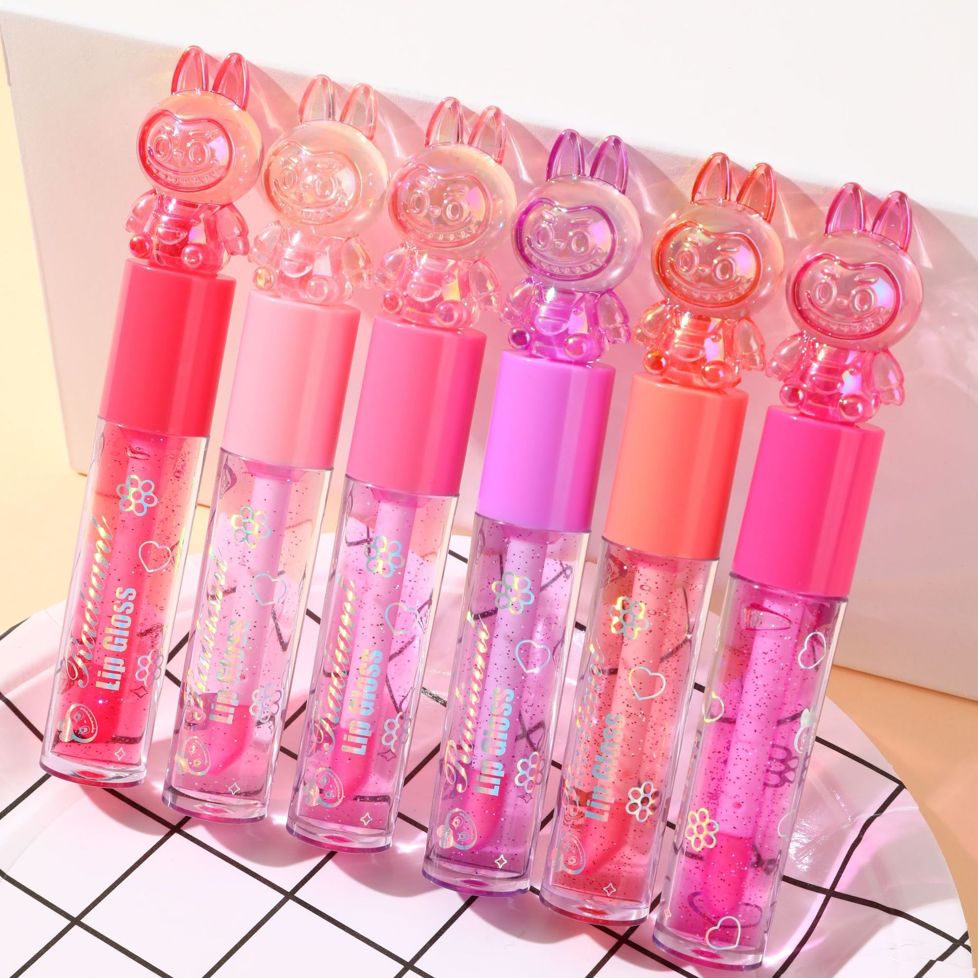 Comercio exterior transfronterizo especial para dibujos animados agua brillo labial natural humectante espejo brillo labial de vidrio