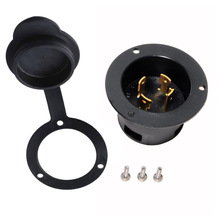 L14-30P 法蘭進氣發電機插頭帶防塵罩 黑色工業級,接地焊接