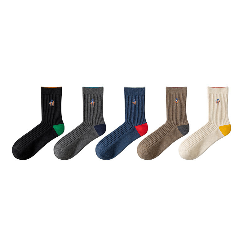 Jadely Paul/Jadeely Paul Socks Men's Mid-Calf Double-Needle Casual Cotton Socks Men's Autumn and Winter Men's Socks