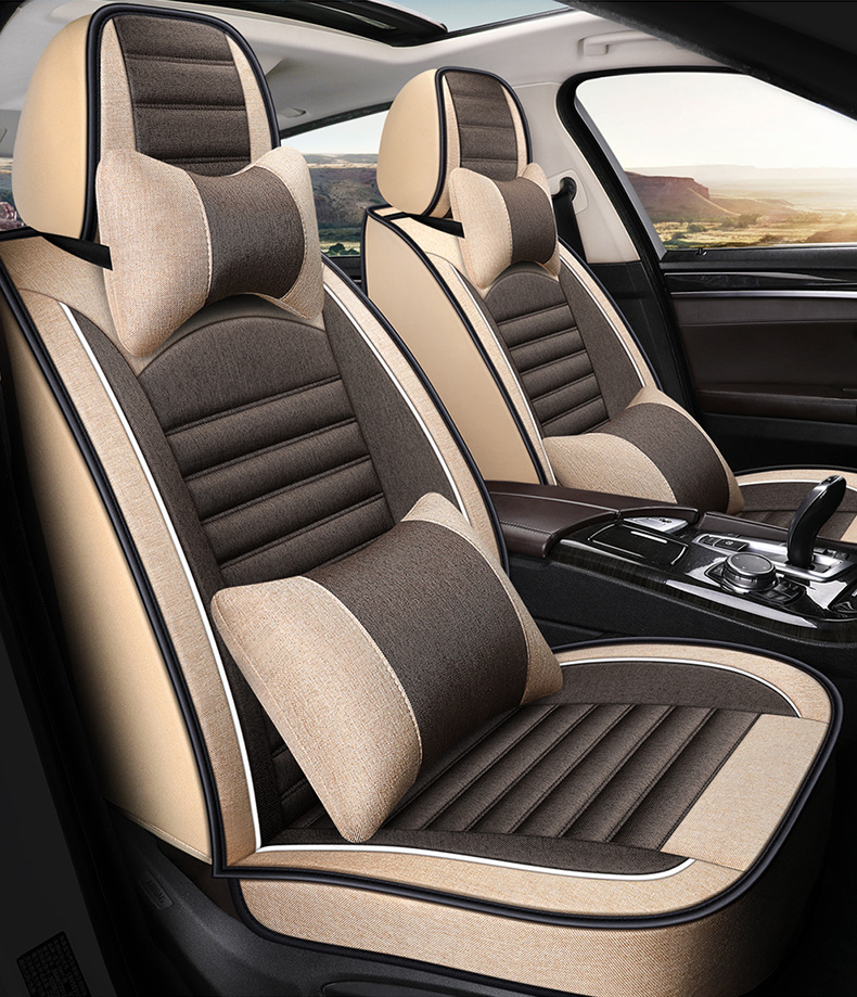 23 Years New All-Season Breathable Striped Linen Car Seat Cushion Wholesale Export from Physical Store