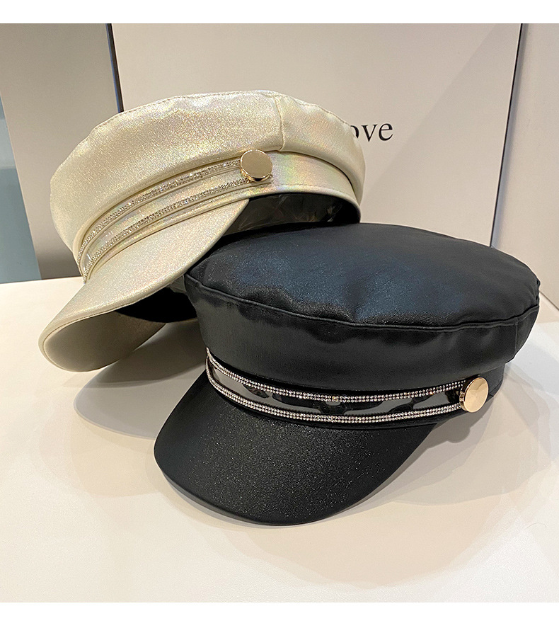 Femmes Décontractée Élégant Scintillant Strass Avant-toit Large Chapeau Béret display picture 4