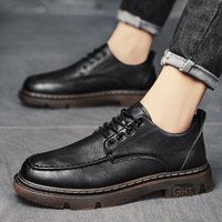 Leather shoes for men's winter fashion versatility, British style casual leather shoes for men's low cut Martin boots, business 2024 new men's