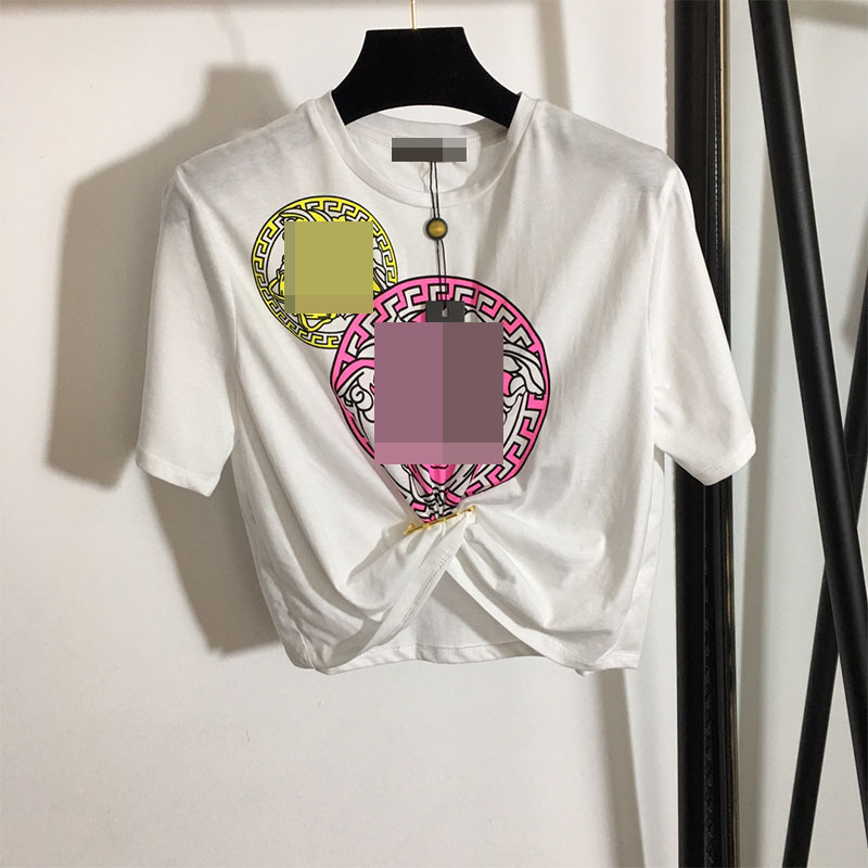 2025 Nanyou Foreign Trade Spring and Summer New Medusa Vintage Figure Printed Pin Tight Waist Short Navel T-Shirt 2025 Nanyou Foreign Trade Spring and Summer New Medusa Vintage Figure Printed Pin Tight Waist Short Navel T-Shirt