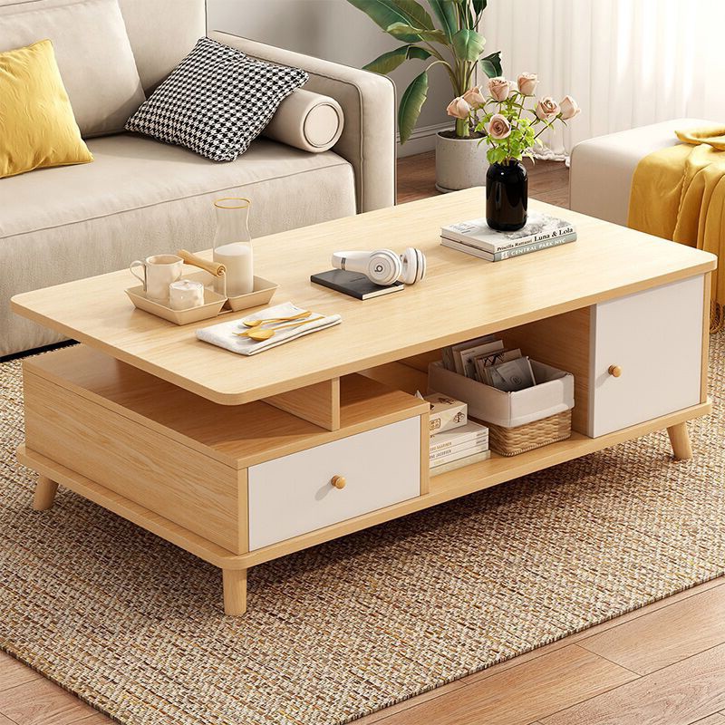Nordic solid wood leg coffee table for home use in the living room, modern minimalist sofa side table, small coffee table for rental apartments and bedrooms