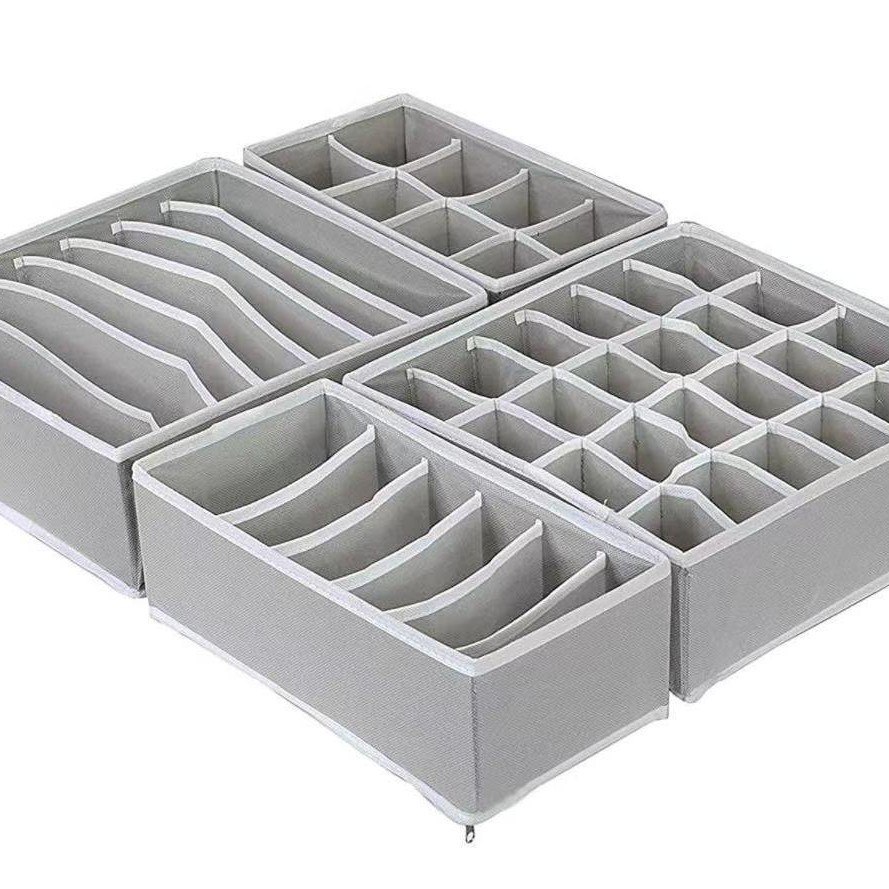 Caja de almacenamiento de ropa interior de malla plegable calcetines sujetador ropa interior cajón caja de almacenamiento separada conjunto de cuatro piezas