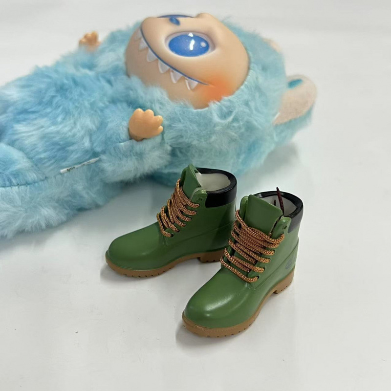 LABUBU Zapatos Rabu Ropa de bebé 17cm felpa vinilo bolso de muñeca colgante para zapatos desnudos caja ciega