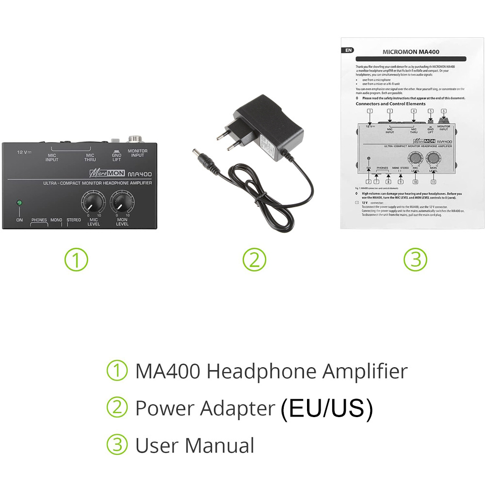 MA400 헤드폰 헤드폰 증폭기 마이크 앰프 모니터 마이크 앰프