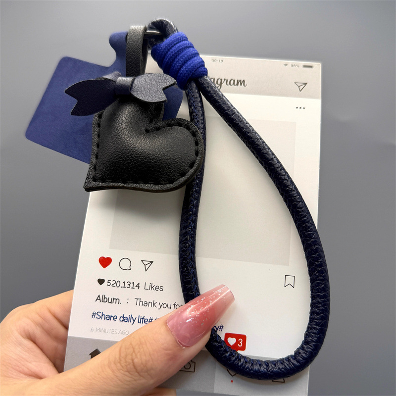 ドーパミンコントラストカラー携帯電話ストラップショートラブリボンペンダント織革ハンドロープバッグキーホルダー紛失防止|undefined