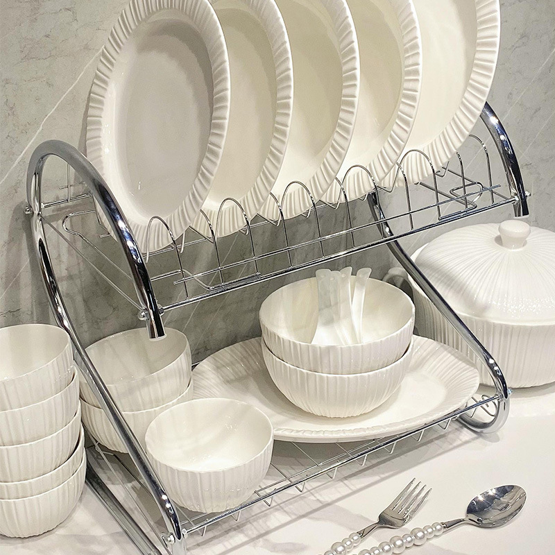 Jingdezhen High White Porcelain Tableware Accessible Luxury Style Ceramic Dishes and Tableware Set Underglaze Color Bowls Gift Set Complete Set