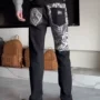 修身印花字母弹力牛仔裤