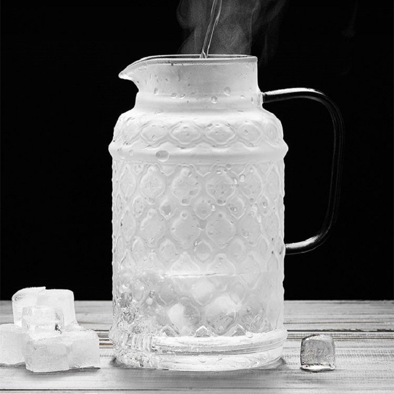 Begonia flor hervidor de vidrio botella de agua fría de alto aspecto hogar jugo olla refrigerador botella de agua fría traje de gran capacidad con taza