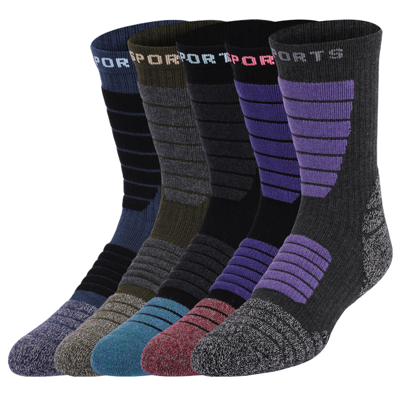 Calcetines de lana antibacterianos para las cuatro estaciones, calcetines de toalla gruesos, calcetines para senderismo y montañismo al aire libre, calcetines cálidos para esquí, calcetines antideslizantes para baloncesto