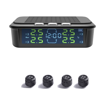 Car clock tire pressure monitor wireless solar tire pressure TPMS car tire pressure clock tire pressure external built-in (Tire pressure monitoring system) - an-12a-external