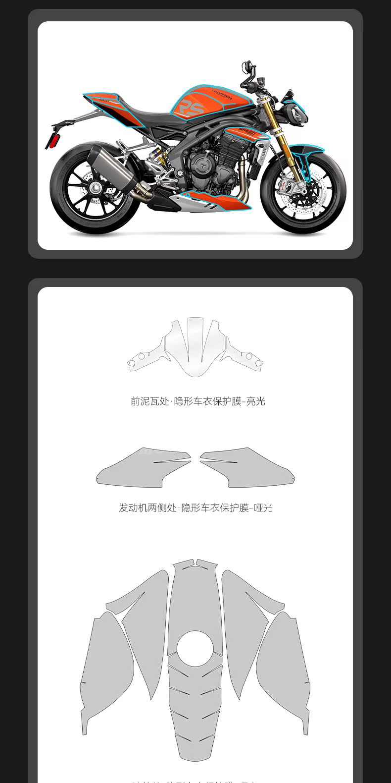 Suitable for Triumph SPEEDTRIPLE1200RS invisible car body TPU paint protection film anti-scratch modification