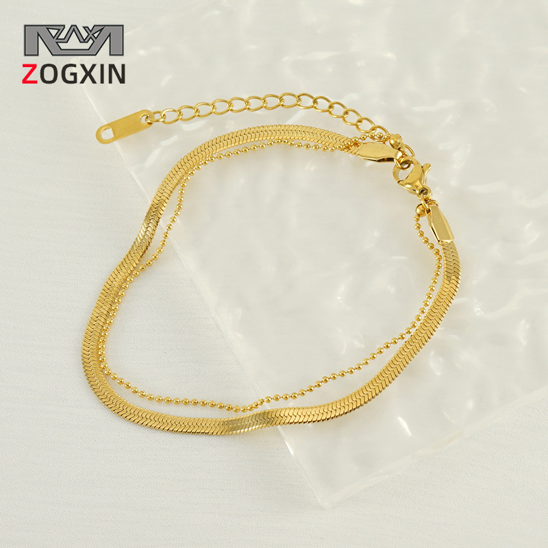 Moda europea y americana estilo francés nuevo tobillera de acero de titanio para mujer chapado en oro de 18 quilates cadena de tobillera de acero de titanio fabricante spot al por mayor