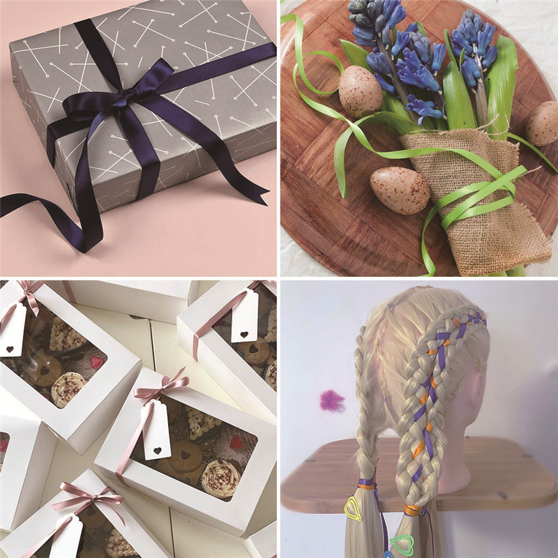 Transfronterizo nuevo 1cm doble cara cinta de trenza regalo de pastel de flores empaque cinta de trenza 5 yardas 20 combinaciones de colores