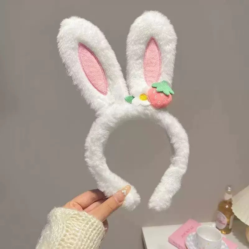 かわいいリボンウサギの耳ぬいぐるみヘッドバンドレース洗顔ヘッドバンド子供用ヘアピン 2025 新しい帽子|undefined