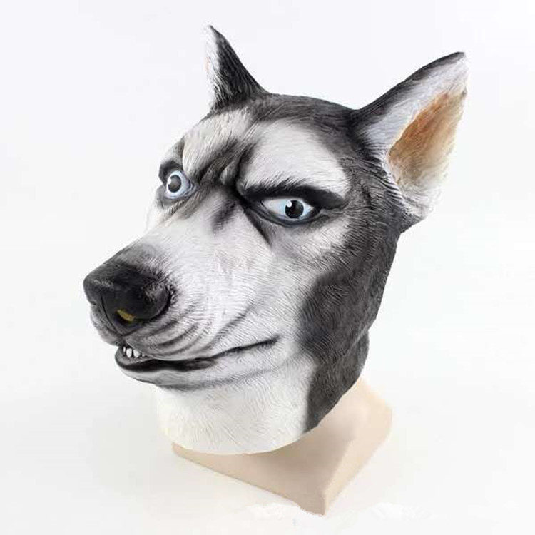 Husky máscara tocado Halloween Masquerade cachorro Husky perro cabeza accesorios de juego