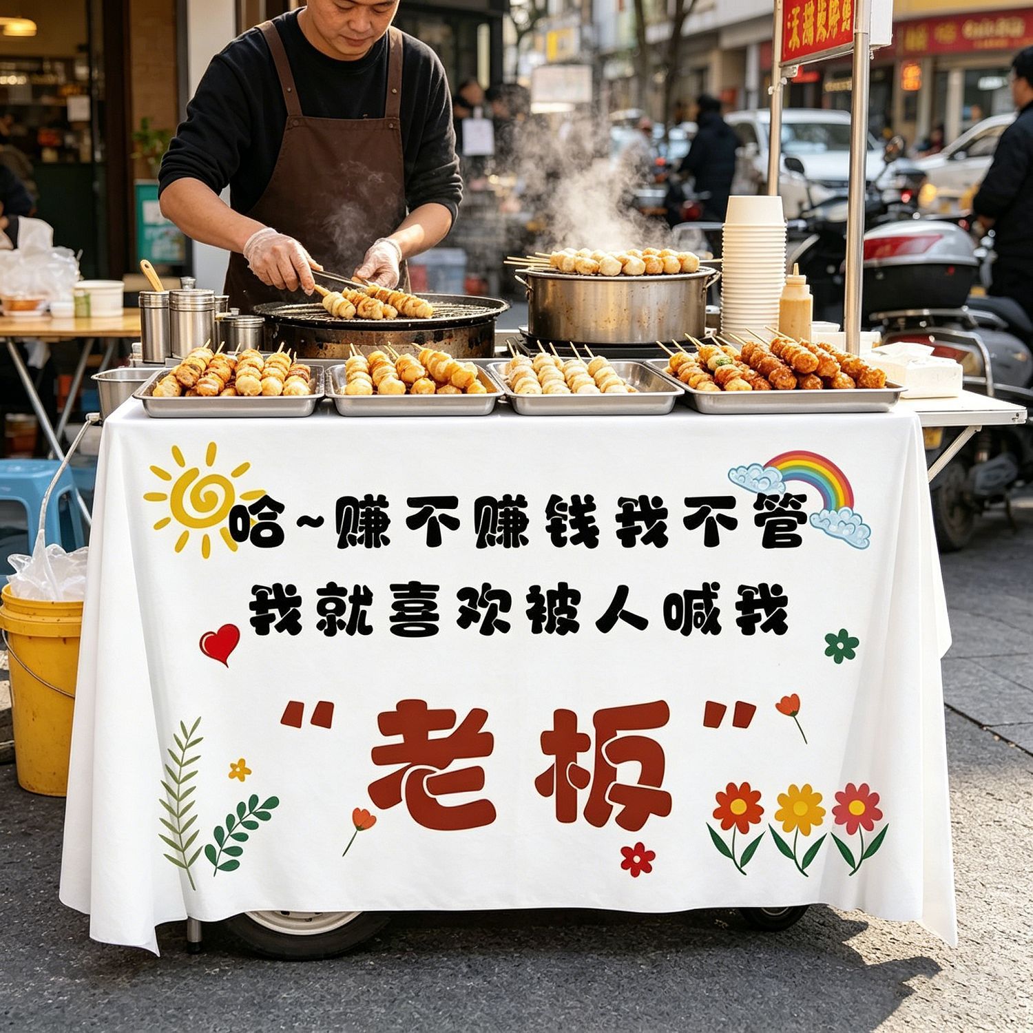 摆摊大麦喊我老板