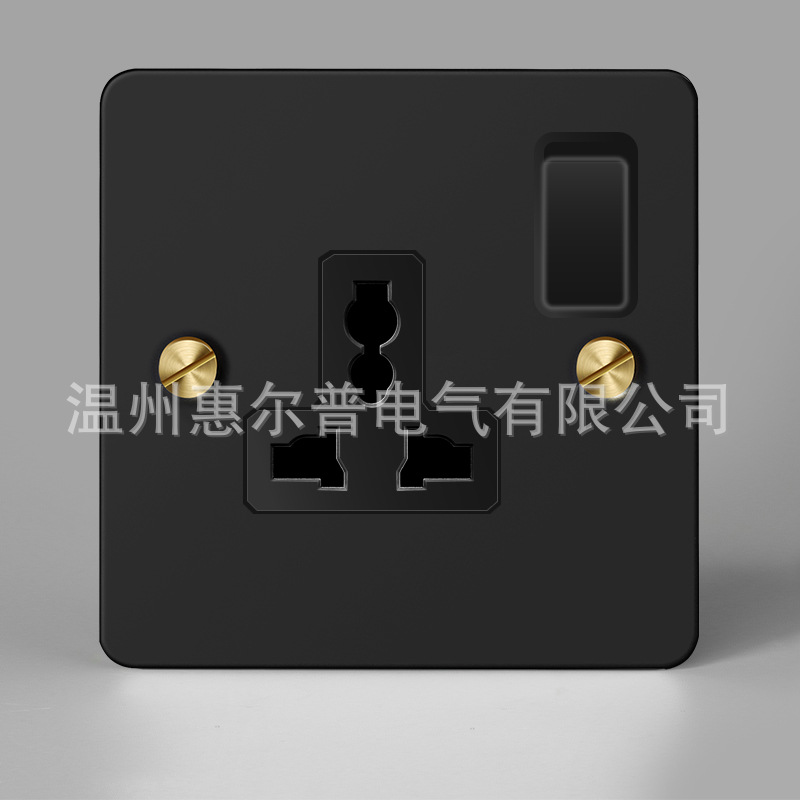 Mounted black retro switch key, light panel stainless steel