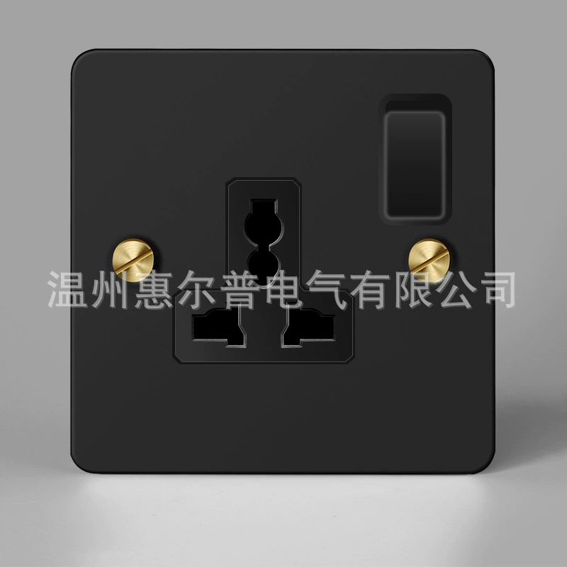 Mounted black retro switch key, light panel stainless steel