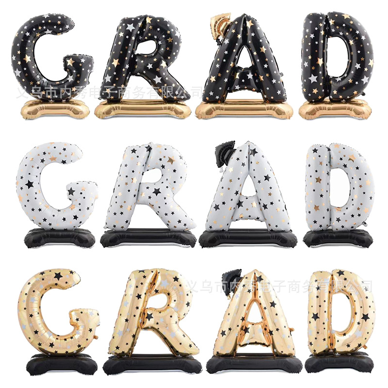 fiesta de graduación de la escuela para tomar fotos de fondo gran sombrero de graduación 4D estereoscópico de pie GRAD oso doctor base globo