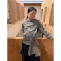 小圆领格子dorydory藏青色衬衫