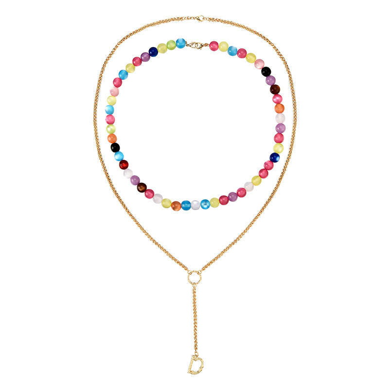 Bohemian Style Color Round Bead Chain Multilayer Necklace display picture 4