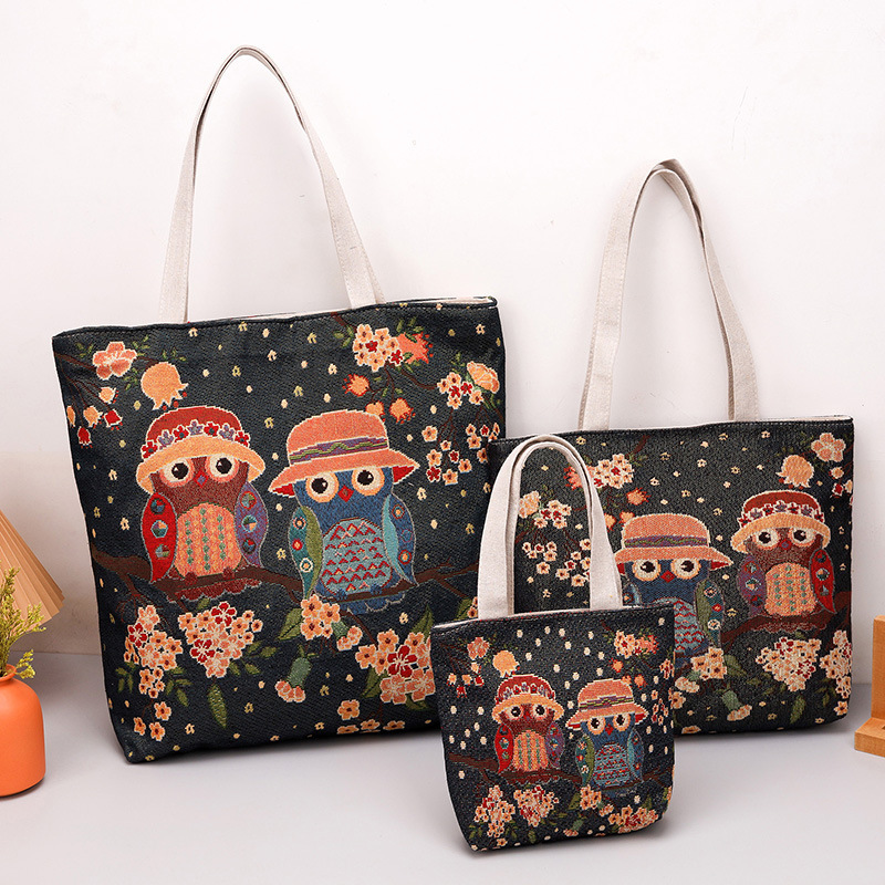 外国貿易新馬泰両面金糸ジャカード刺繍象カップル手提げショルダーバッグ大容量通勤ショッピングバッグ|undefined
