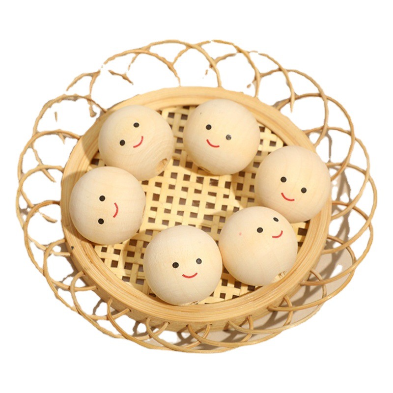 Hemu Smiley cara muñeca cabeza DIY productos hechos a mano Accesorios transfronterizos Venta caliente cara sonriente cuentas de madera