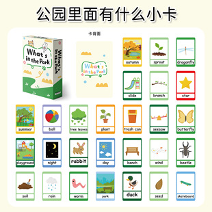 55 Small Cards about What's in the Park, Cross-Border Knowledge Learning, Kidsren's Cognitive Puzzle Desktop Lomo Small Cards
