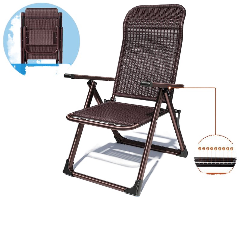 Silla reclinable, silla de mimbre, respaldo de ratán, silla de enfriamiento individual, pausa para el almuerzo plegable, balcón, hogar, ocio, silla para ancianos, silla perezosa