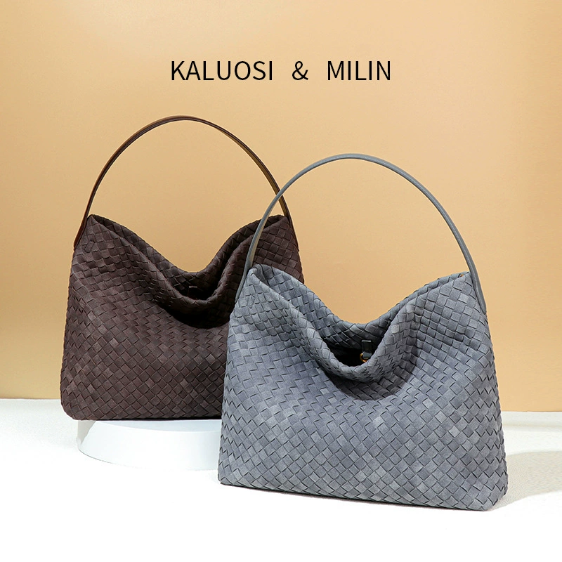 Премиум чувство большой емкости сумка женская тканая сумка на одно плечо косая подмышка сумка ведро сумка матовая сумка замша Toter сумка