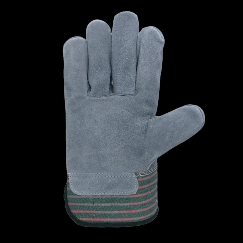 Raya de color tela de nuevo AB grado martillo de piel de vaca soldadura eléctrica trabajo de soldadura trabajo de aislamiento térmico antideslizante guantes resistentes al desgaste al por mayor image 4