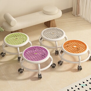 Swivel Small Stool with Wheels, Low Stool for Home Use, Small Seam-Sealing Stool, Small Round Stool with Wheels