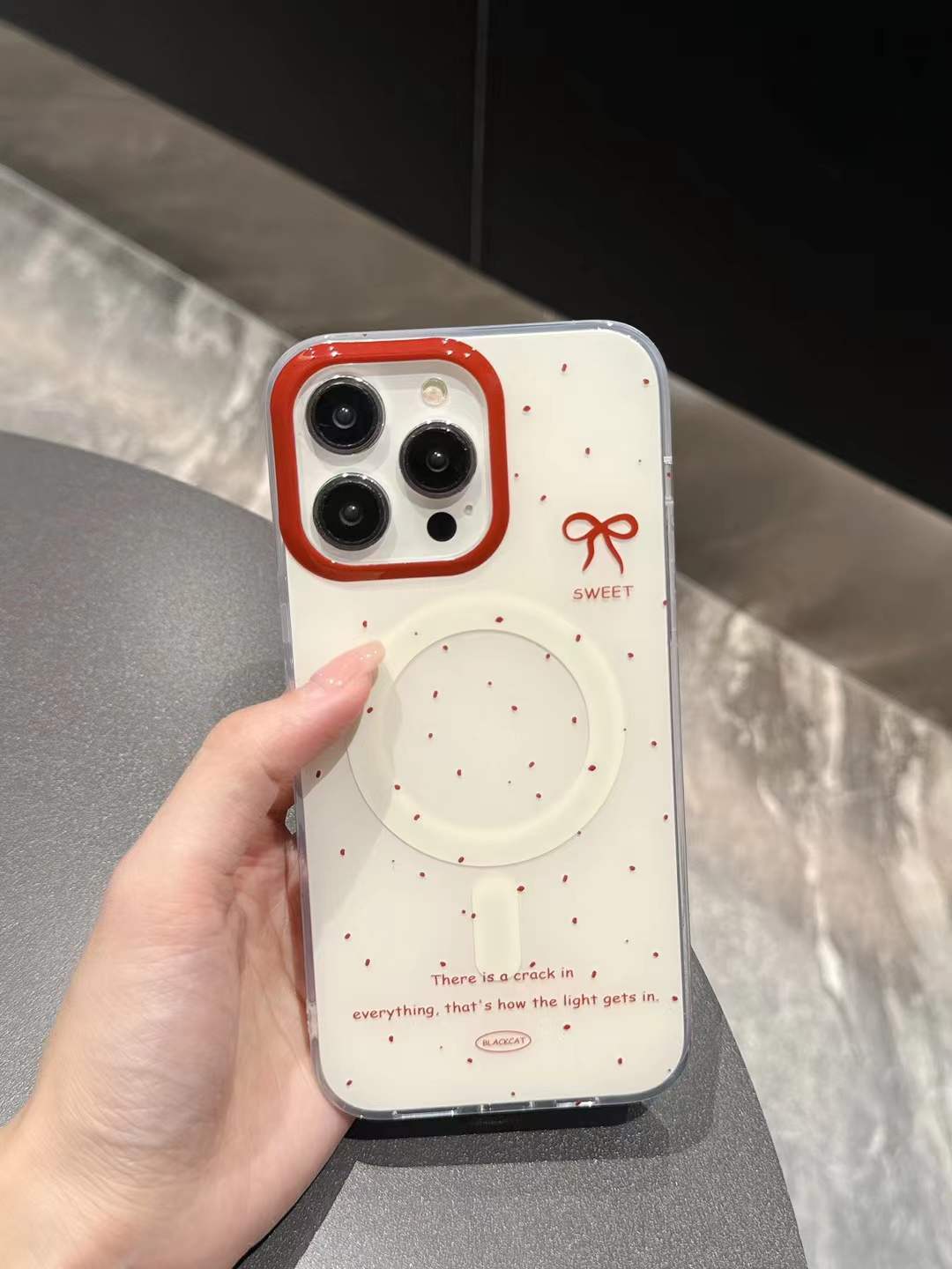 El estilo ins salpicaduras de tinta con lazo para gatos apple 16ProMax magnetic 14 funda para teléfono iphone15P hembra 13