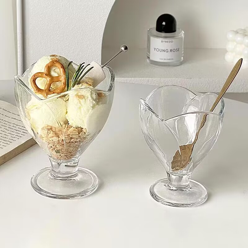 Inswind taza de helado Tulip taza de helado pétalos taza de helado postre taza de yogur taza de vidrio pudín taza
