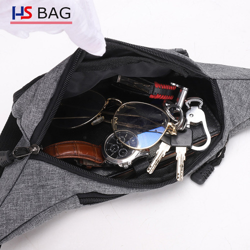 Korean-style sports waist bag for men, outdoor leisure sports waist bag with large capacity and multi-layer waterproof design
